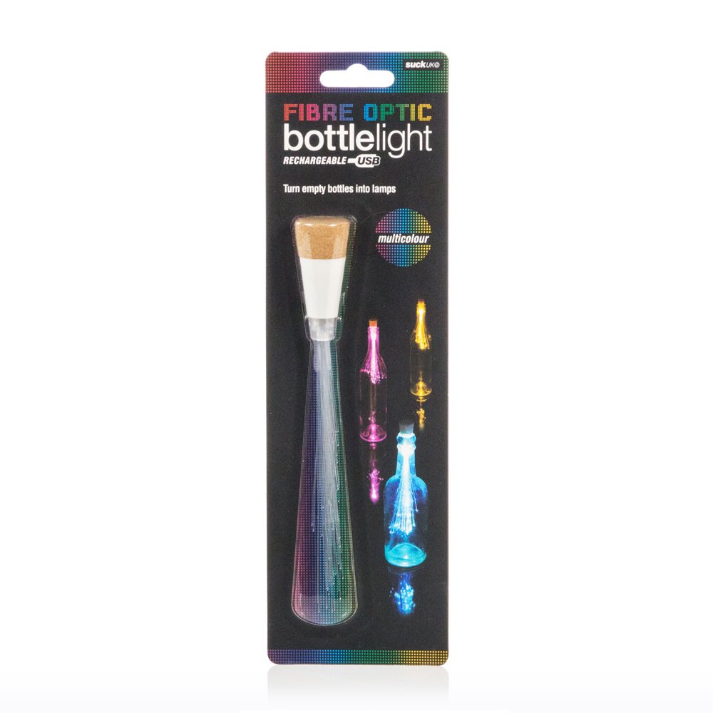 Suck UK | Fibre Optic Bottle Light | USB Bottle Lights with Cork | Fibre Optic Lamp | Single Bottle Lamp Kit & Battery Operated Lights for Bottles and Jars | LED Light Table Decorations Centrepiece