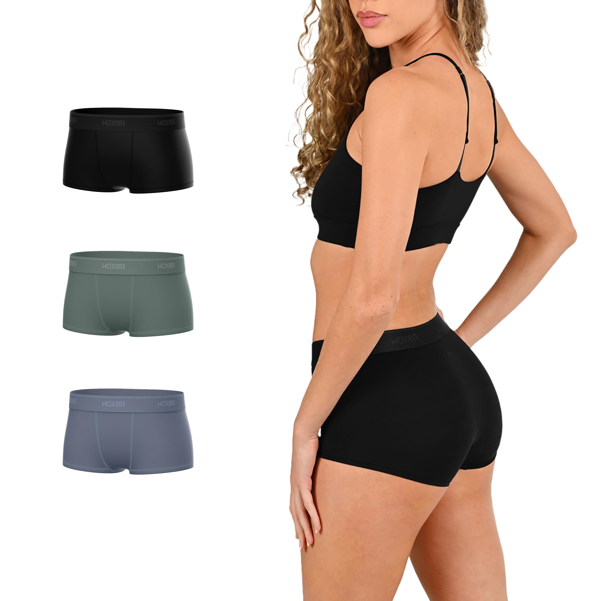 Woxer Womens Boxer Briefs Underwear – Ultra Short Boyshorts Panties, Modal Fabric, Chafe-Free, Boxers for Sleep &amp; Gym