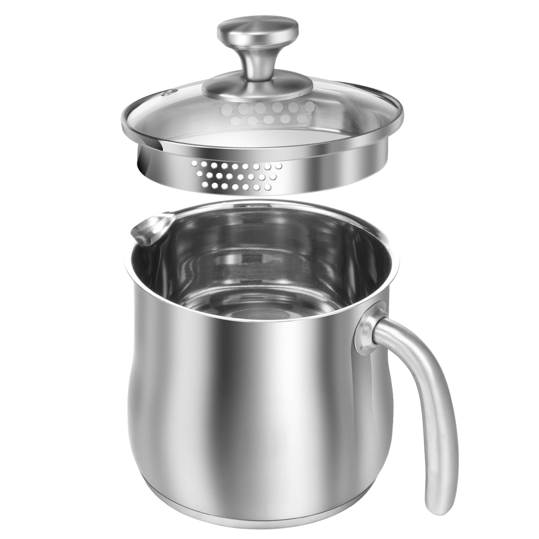 Casserole à lait en inox de 2L parfaite pour le chocolat chaud du matin en famille