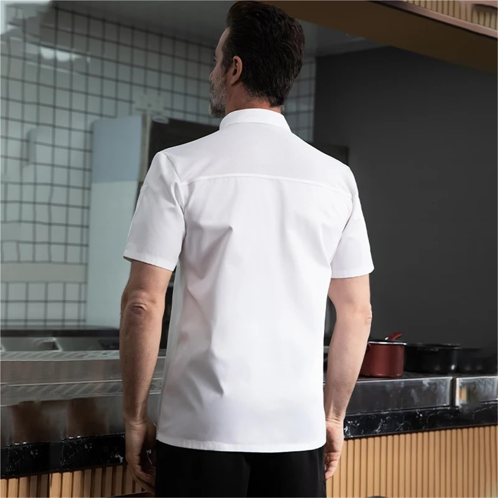 Kochuniform Baumwolle Kochuniform Hotelküchenkleidung Sommer Kochhemd Catering Bäckerei Café Overalls Zweireihige Kochjacke für Köche