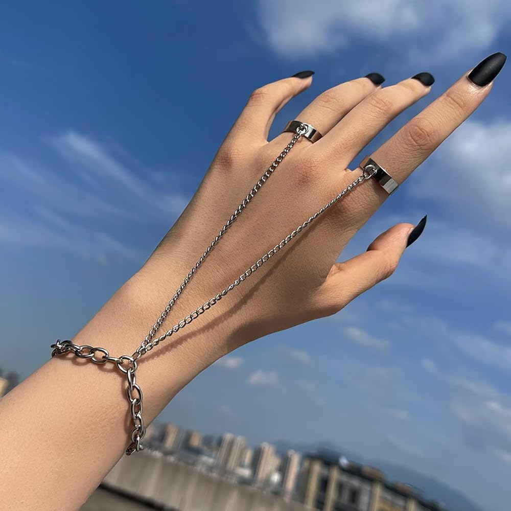 Amazon.com: Punk Adjustable Chain Finger Rings Bracelet Amazon.com: Punk Adjustable Chain Finger Rings Bracelet
