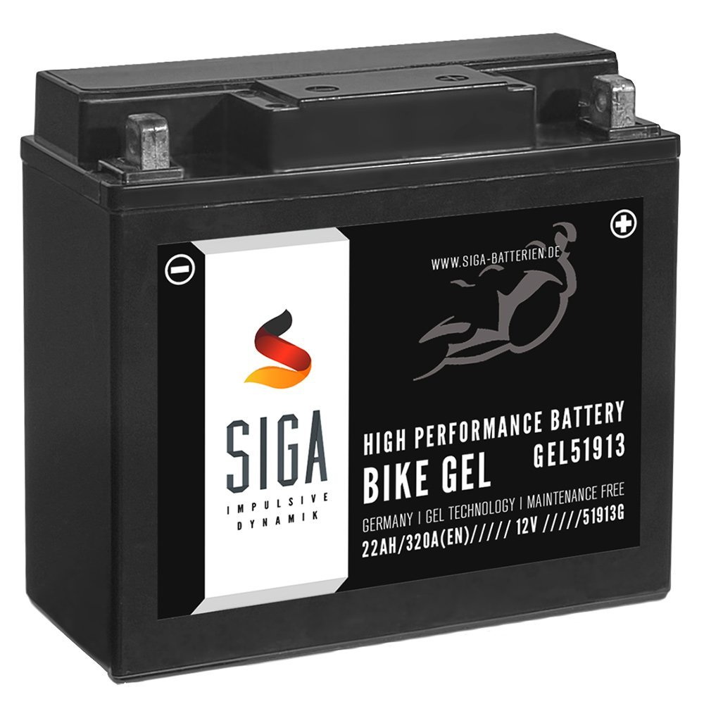 SIGA 51913 GEL Motorradbatterie 12V 22Ah GT20H-3 52101 Gel12-19