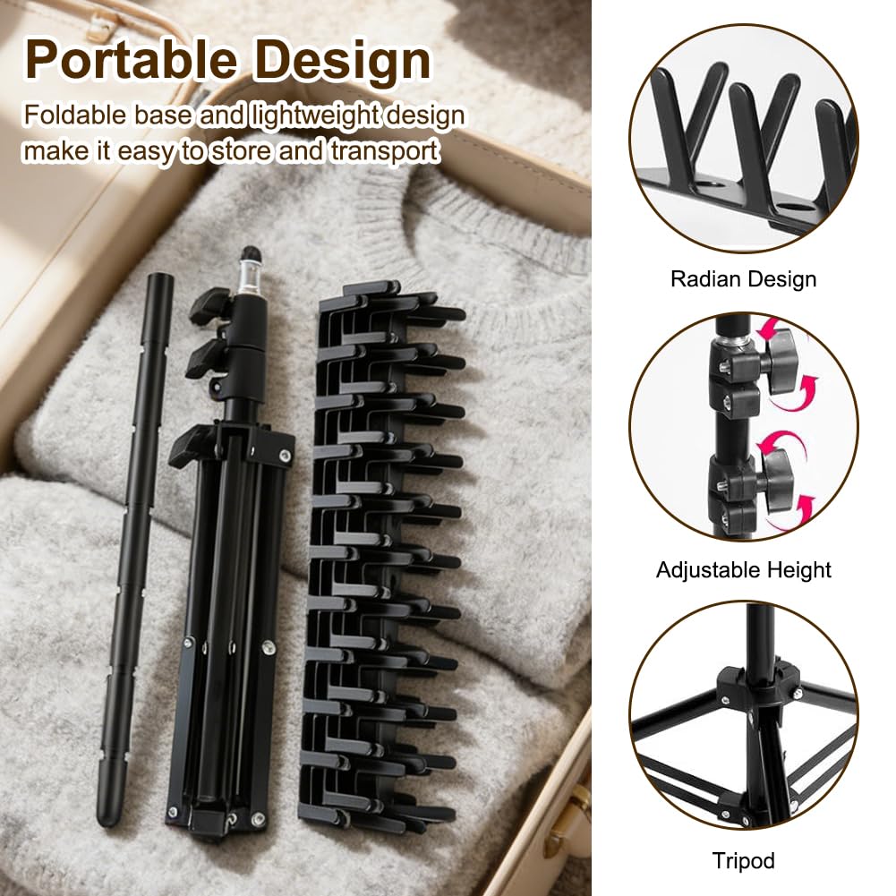 Braiding Hair Rack regolabile in altezza e pieghevole – 144 perni extension per capelli con fermagli per capelli + pettini, supporto per parrucchieri e trecce