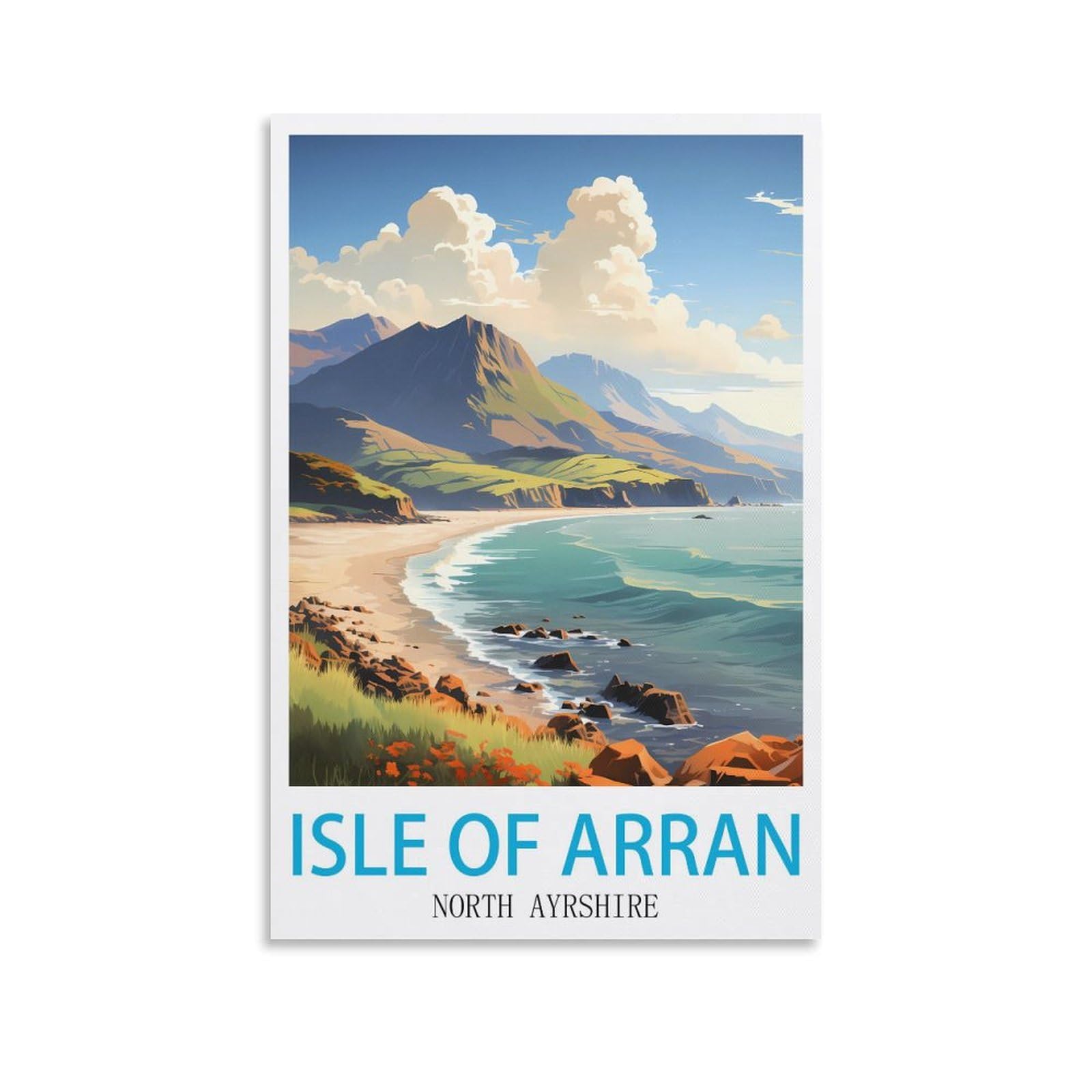 Lnhzgnjnh Unframe-Style Isle Of Arran North Ayrshire Vintage Travel Posters 16X24inch(40X60cm) Canvas Wall Art Wall Print Painting Decor Living Room Bedroom Decor