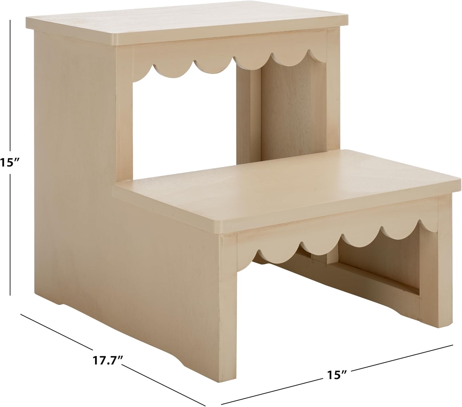 SAFAVIEH Home Collection Haven Natural Brown 2-Stair Step Stool for Adults & Kids in Kitchen, Bedroom, Bathroom (Fully Assembled)