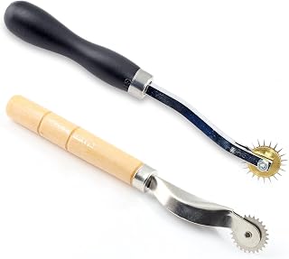 Uenhoy 2 Pcs Tracing Wheel Sewing Tools, 4mm Needle Point Tracing Wheel & 2mm Serrated Tracing Wheel for Leather Sewing Craft