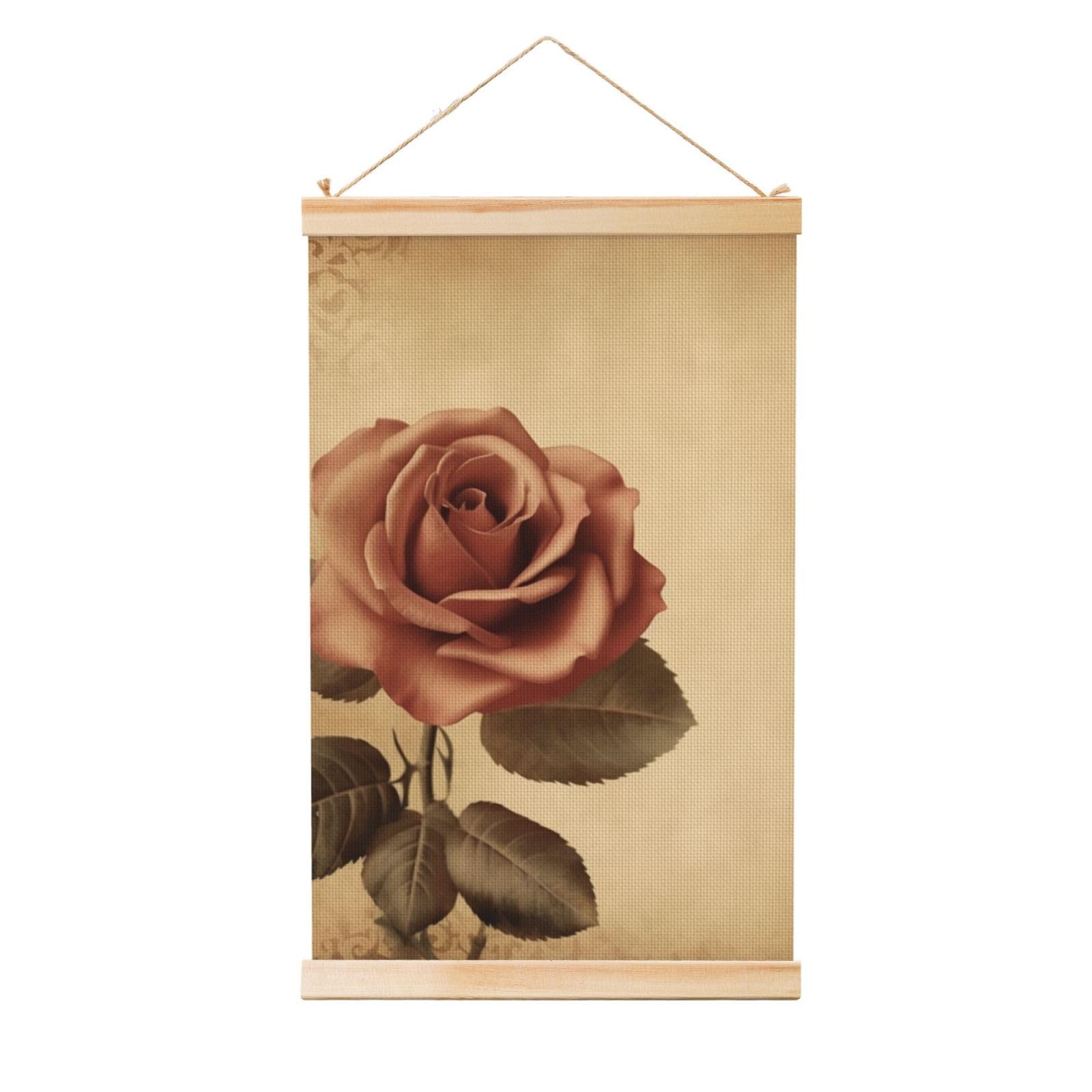 Vintage rose Posters Wooden Shaft Hanging Poster Canvas Prints Scroll Wall Art Painting Vintage Wall Banner Modern Artwork Decor for Home Decor Ready to Hang 20"x30"