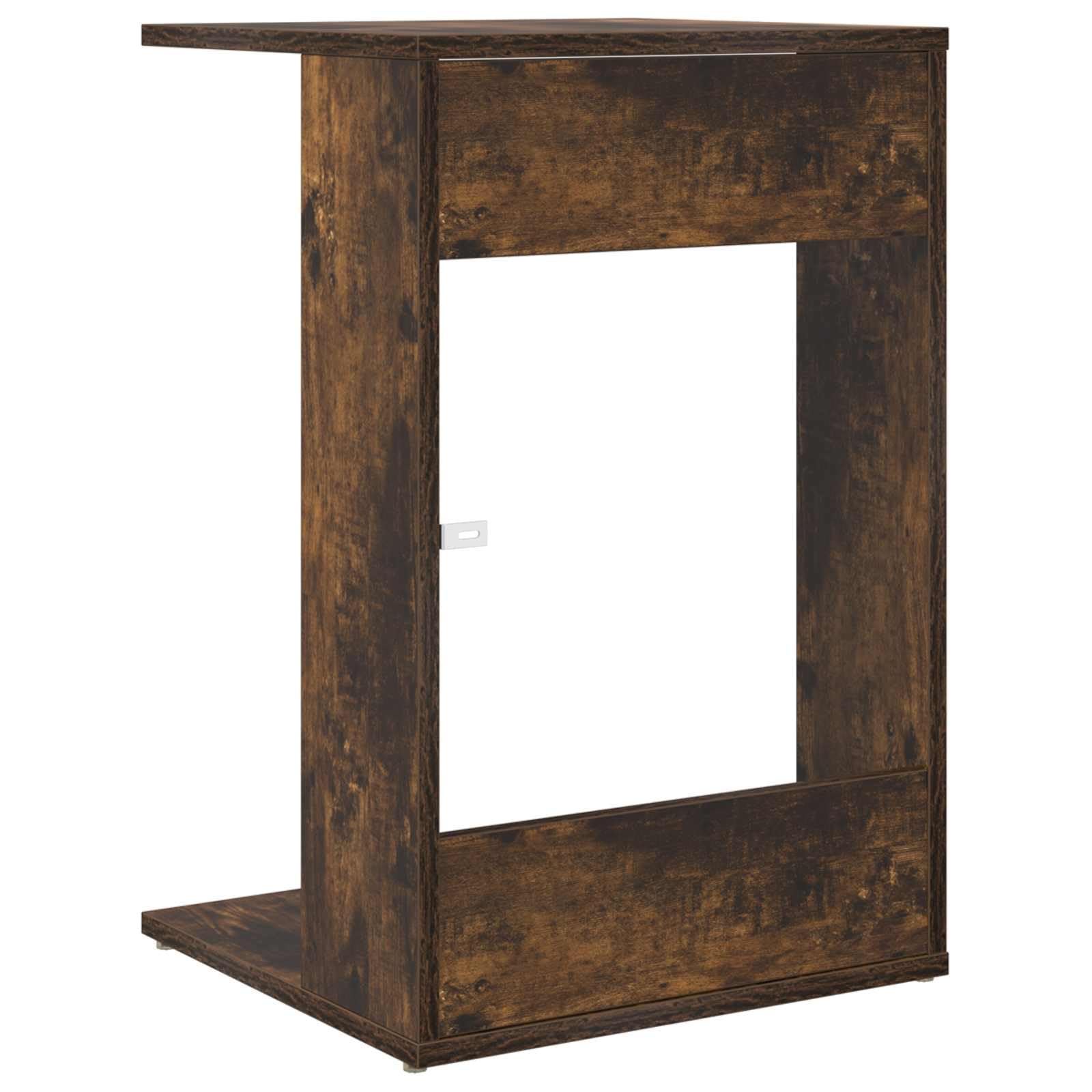 Mesa auxiliar de madera de roble ahumada, 40 x 38 x 62,5 cm, mesa de almacenamiento para salón, sofá, mesa de centro con estante rectangular y diseño estable
