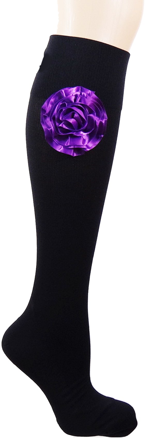 Bondi Band Flower Embellishment Purple Rose Compression Socks