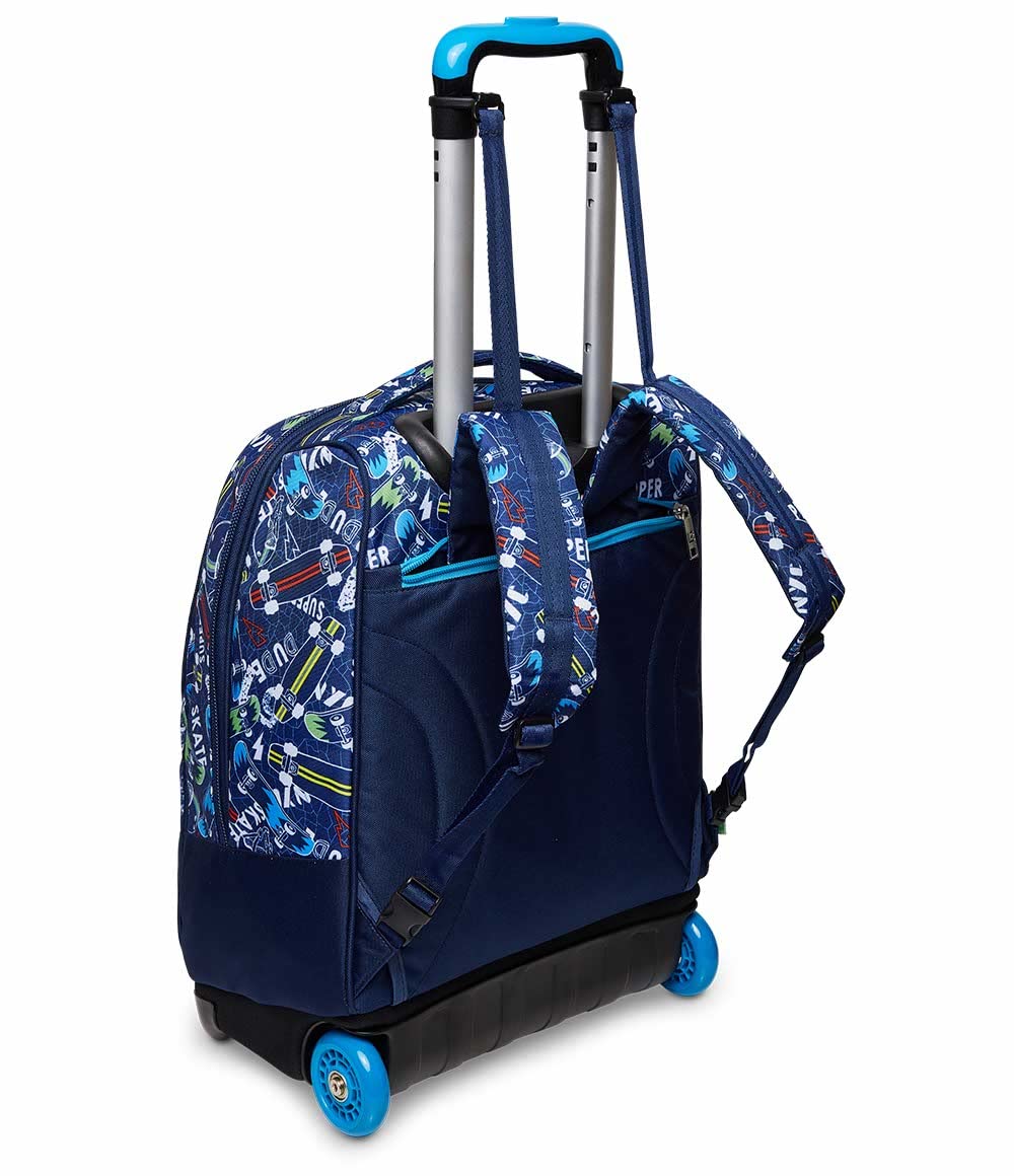SJ GANG STYLE JAM GANG Big Trolley, Blu, 2 in 1, Doppio Uso, Con Spallacci Uso Zaino, con Crossover System, Zaino Scuola, Per bambini e ragazzi, Scuola, Tempo libero e viaggi