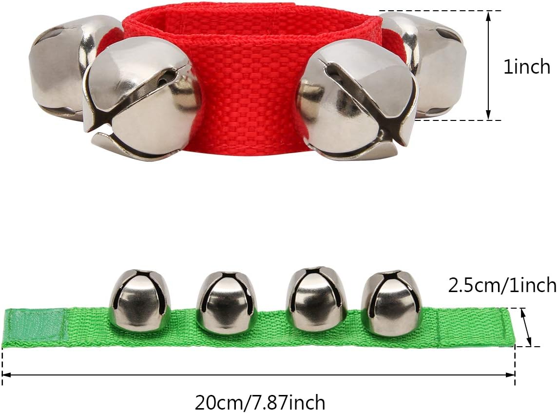 Coolrunner 6 Pcs Christmas Band Wrist Bells Bracelets Jingle Musical Ankle Bells Instrument Percussion Rhythm for Christmas Party Favors Festival Accessories for Kids : Musical Instruments