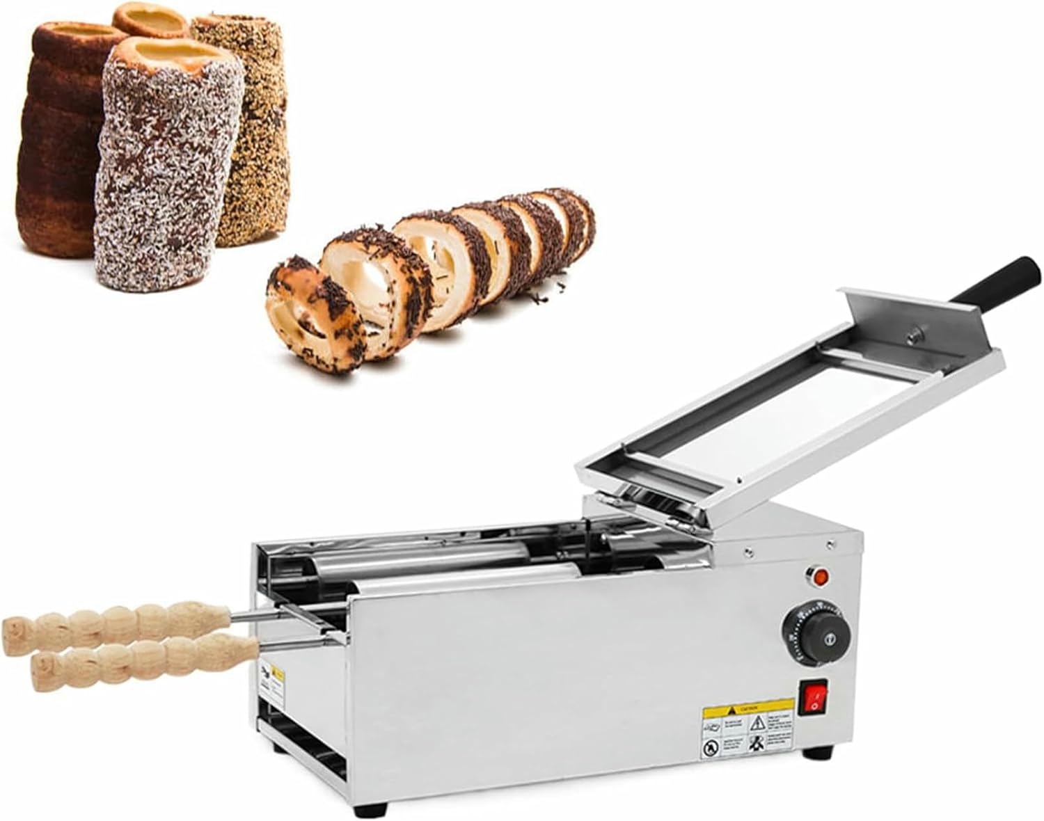 Commercial Electric Chimney Cake Oven with 2 Pcs Roller, Hungarian Pop Roller Machine, Ice Cream Cone Grill Maker, for Restaurant Home Kitchen Snack Bar