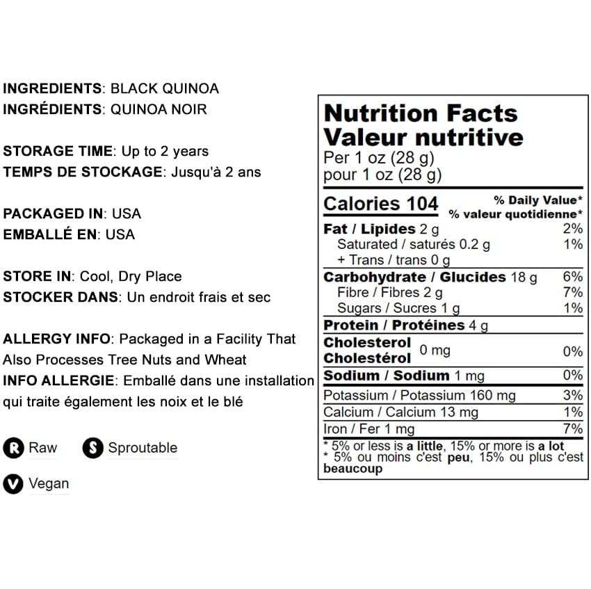 Miniatura 4 de Quinua negra 3 libras  grano entero crudo vegano comida de sirtfood a granel Fácil de cocinar Buena fuente de fibra proteínas a base de plantas