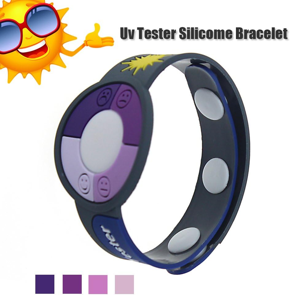 3PCS/Lot Outdoor UV Tester Band Bracelet Meter Watch Ultraviolet Rays Sensor Indicator Detector Color Changing Best Gift for Friends/Relatives and Loves Skin Protection (Dark Blue)