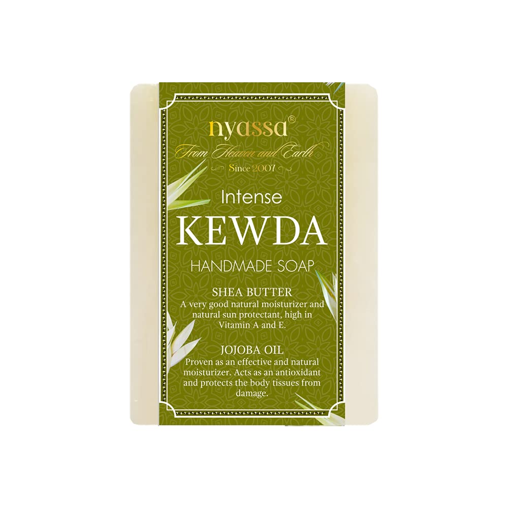Nyassa Kewda Handmade Soap 75gm with Shea Butter & Jojoba Oil. Paraben Free, Cruelty Free and 100% Vegetarian.