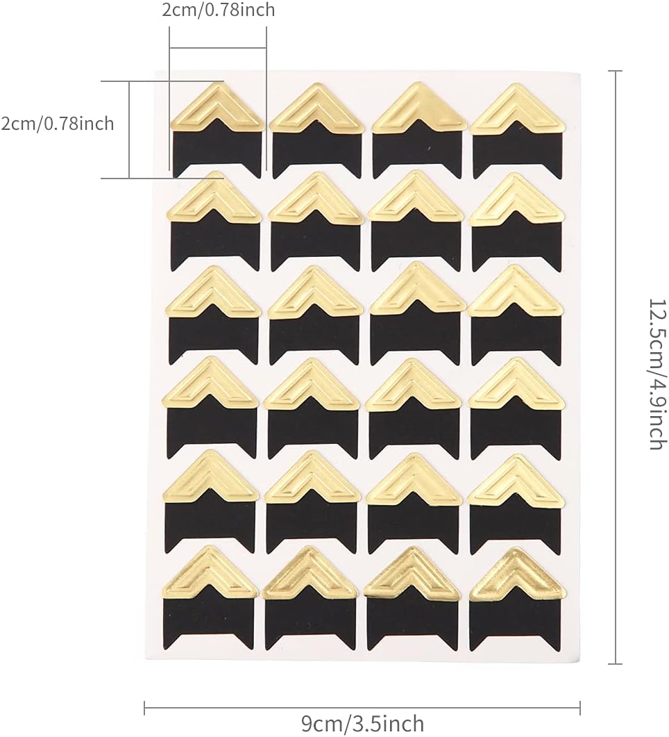 GOONAVI 15 Sheets 360 Pcs Photo Corners Mounting Self Adhesive for DIY Photo Album Journal Gold On Black