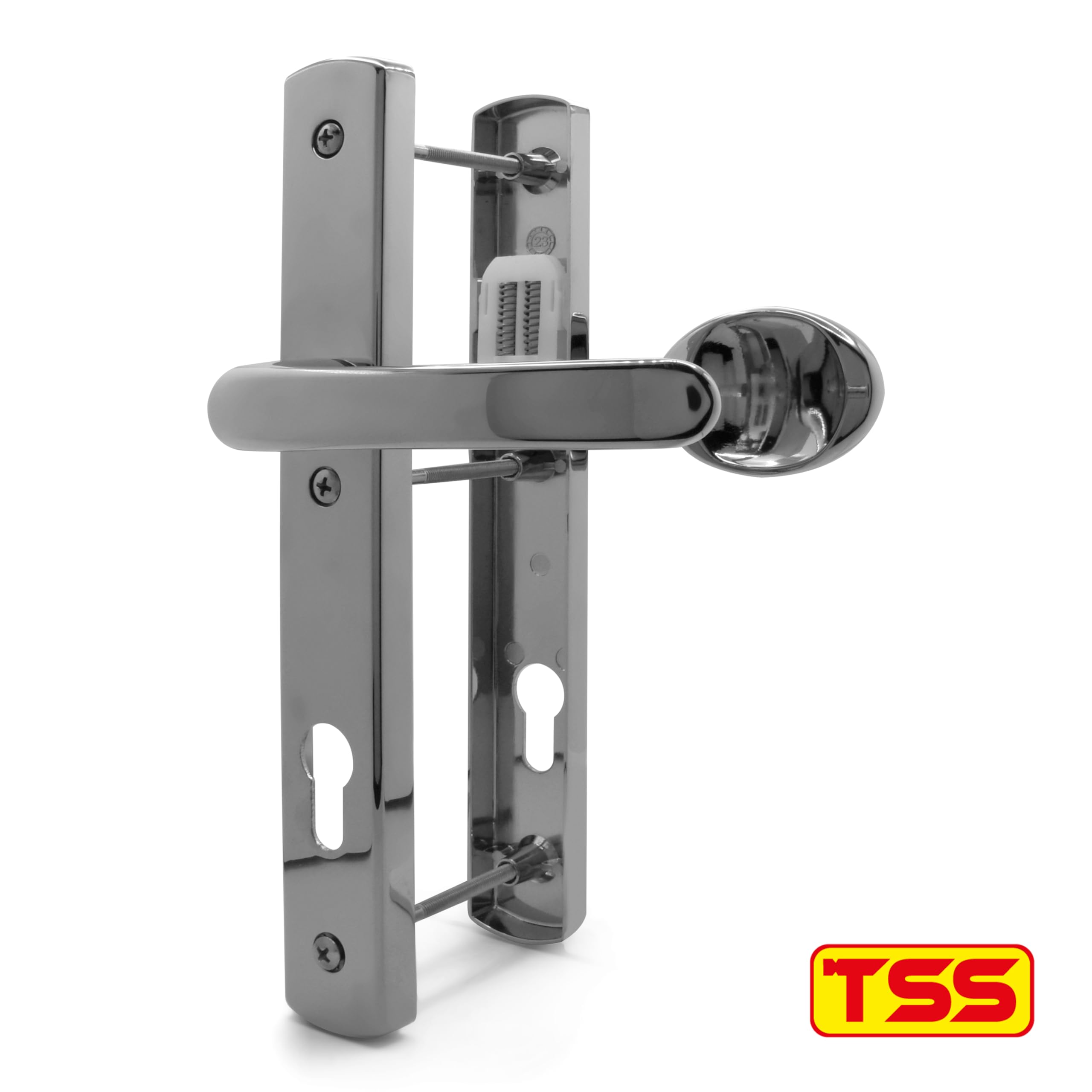 TSS White UPVC Door Handle Pair Set, Lever Moveable Pad 92mm PZ (Centres), Sprung, Lever Lever - Image 2