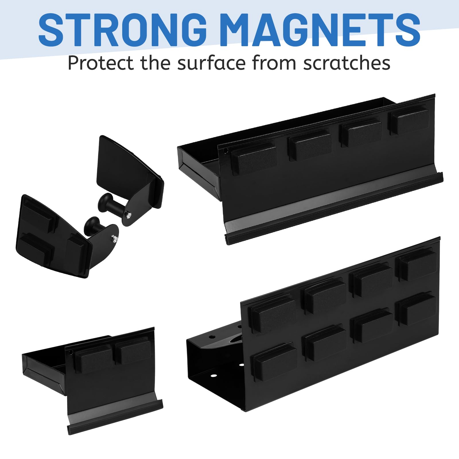 DBREAKS 4 Set di Portaoggetti Magnetico, Mensole Magnetiche, Cassetta Degli Attrezzi, Vassoio, Porta Asciugamani di Carta, Garage, Scaffale Furgone da Lavoro, Nero