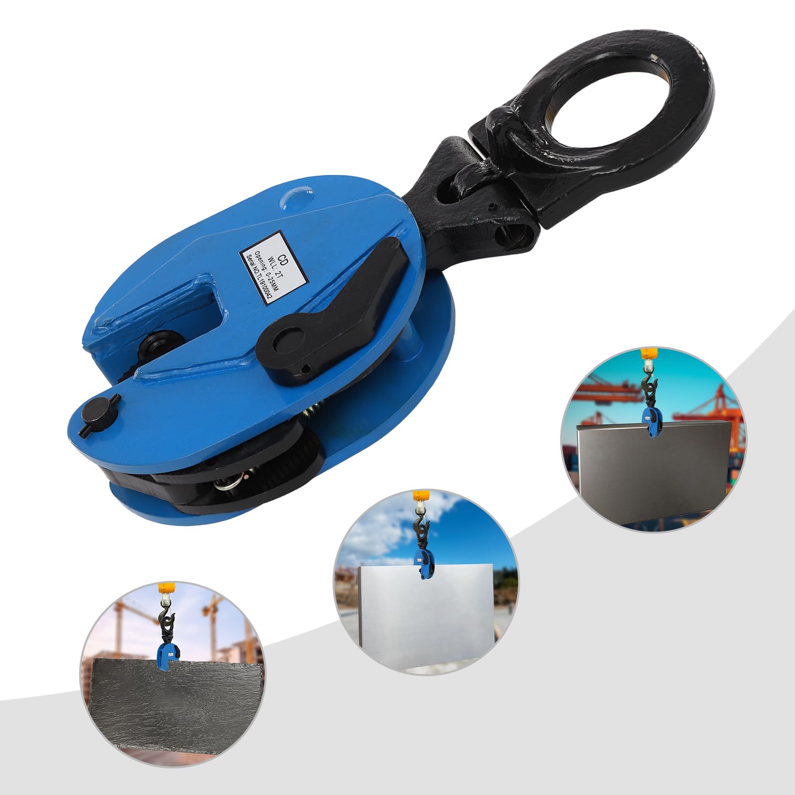 Pince Levage Tôle 2T - Capacité 4409 Lbs, Ouverture 0-25 Mm, Acier Allié Bleu