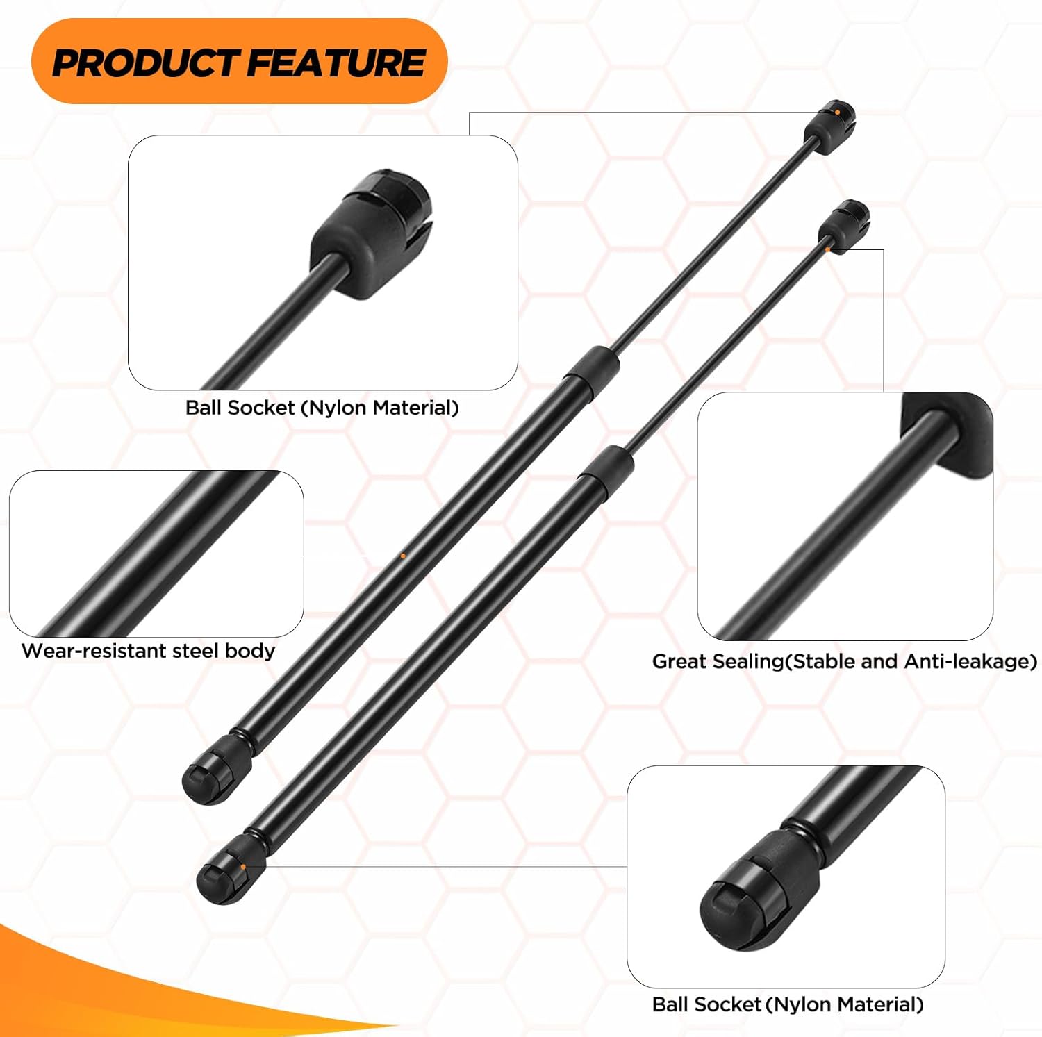 C16-08054 C1608054 20" Gas Strut 20 inch 100Lbs/445N Struts Shock Lift Support Gas Spring for RV Bed Basement Door Truck Tonneau Cover Floor Hatch,Camper Shell Rear Window, Storage Box, 2 Pcs