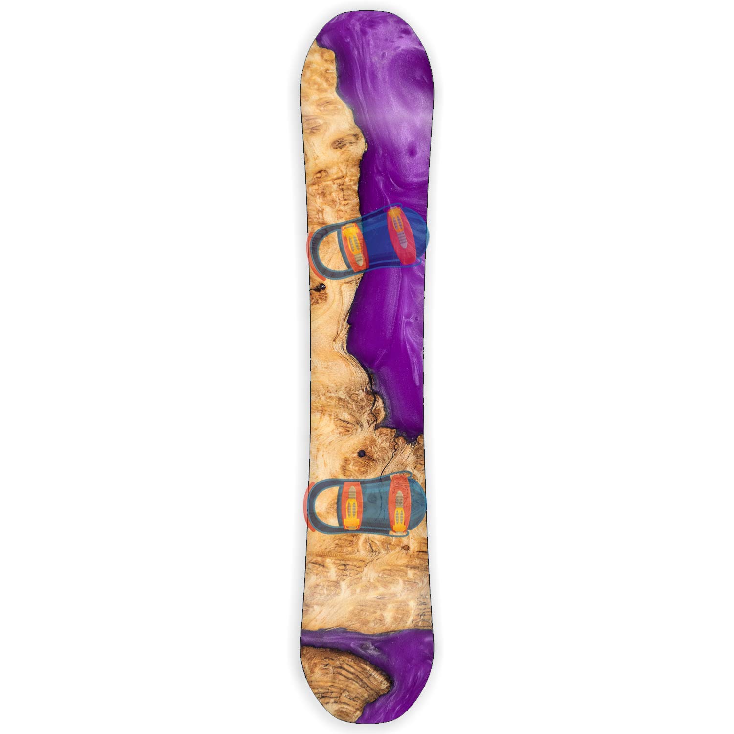 Snowboard Wrap Graphic Sticker Skin Cover - Includes Breakaway Knife - Universal Fit up to 65 inches and 14 inches Wide - Purple Resin Wood