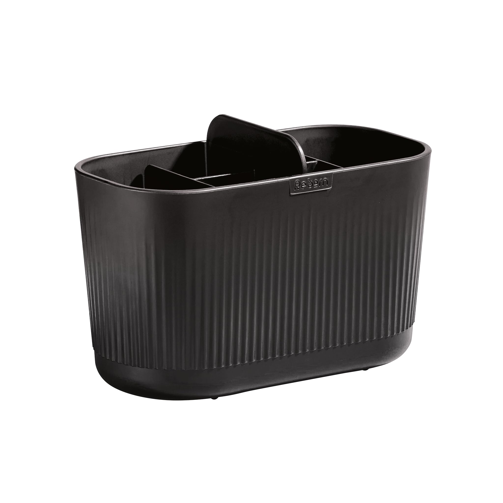 Reborn Graphite Black Recycled Large Bathroom Caddy - Bathroom Storage Accessories Organizer - With Six Easy-To-Clean No Drip Compartments - Made In Britain From Recycled Materials (Graphite Black)