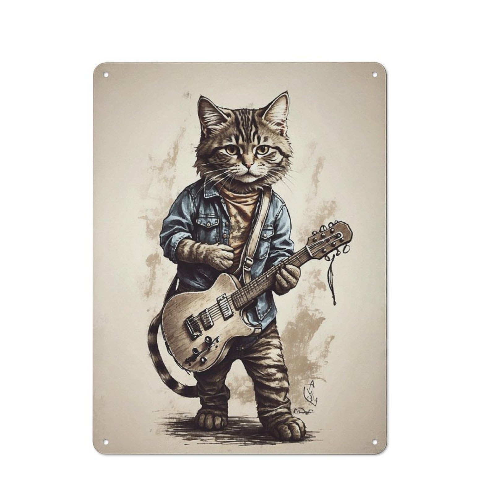 Rock Meowdy Rustic Tin Sign 40x30cm, Garden Style Garden Room Wall Plaque for Conservatory, Home Bar Or Utility Room