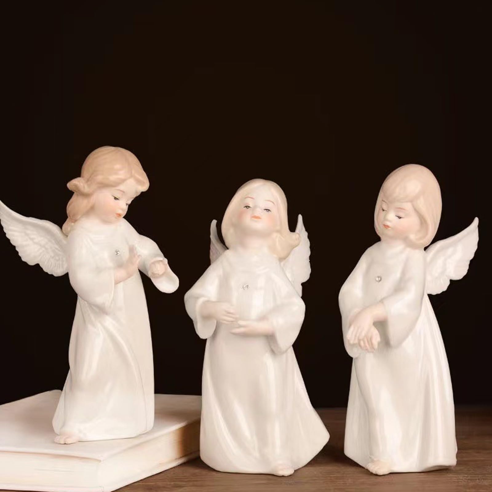 Figurka aniołków, statua, ozdoba na biurko, figurki aniołów, ceramiczny uroczy cherubin dekoracyjny, Boże Narodzenie na wesele dekoracja stołu urodzinowego (kolor: D)