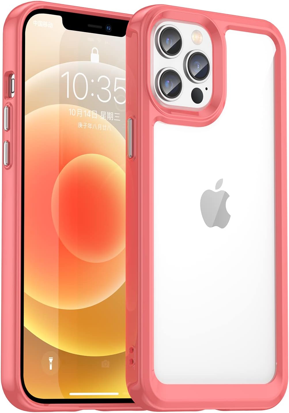 Case for iPhone 12 Pro Max Case Drop Protection [Defend from Shock/Scratch/Fingerprint] Clear Hard Acrylic Back Soft TPU Bumper Slim Phone Cover for iPhone 12 Pro Max-Red