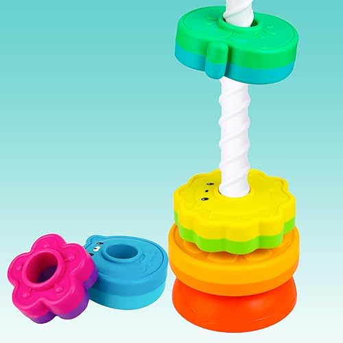 Miniatura 6 de LBAIBB Juguetes giratorios giratorios, juguetes giratorios para bebés, plástico ABS y diseño de arco iris de color, se centran en los juguetes