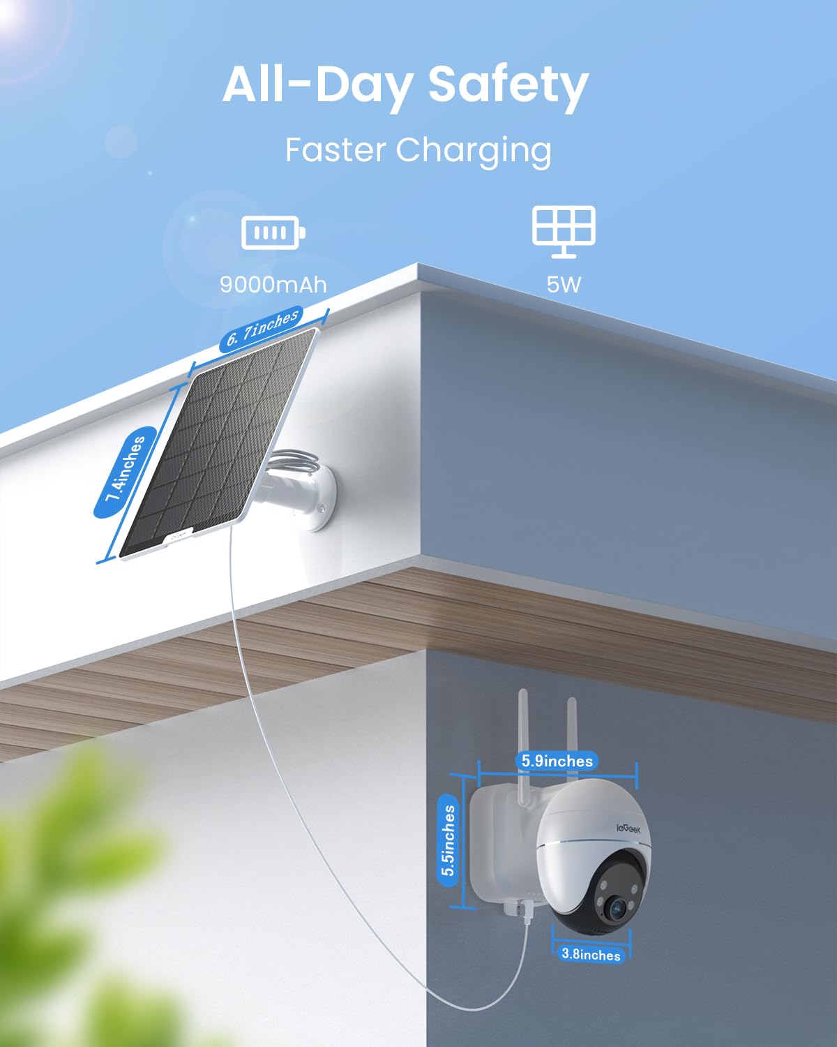 ieGeek S7 AOV PTZソーラーセキュリティカメラ Amazon.com : ieGeek Solar Security Cameras Wireless Outdoor, WiFi