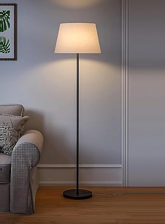 Floor lamp for Living Room Corner Black 5ft Modern Metal Lamp Floor lamp for Living Room Beige lamp Shade Floor lamp Pack (1)