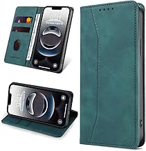 Leaisan Handyhülle für iPhone 16e Hülle Premium Leder Flip Klappbare Stoßfeste Magnetische [Standfunktion] [Kartenfächern] Schutzhülle für iPhone 16e (2025) Tasche - Malachitgrün