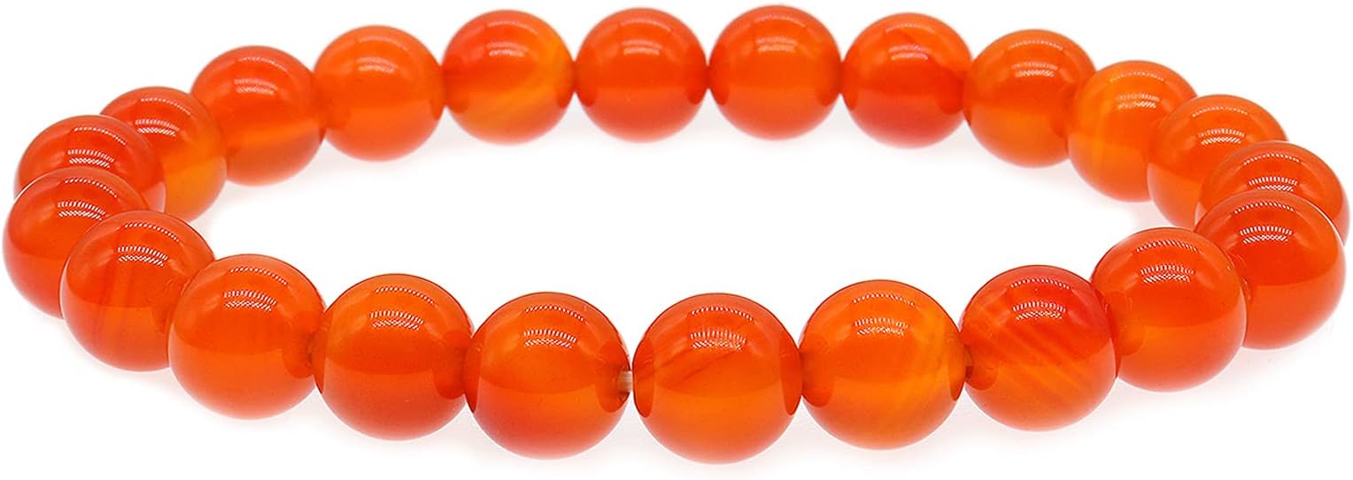 4-10mm Agate Crystal Bracelet Natural Agate Stone Bracelet for Women Orange Agate Bracelet Jewelry, Carnelian, acnelian