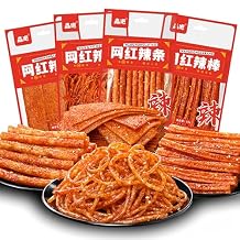 Spicy Strip Small Gluten Latiao - Chinese Special Classic Handmade Gluten Latiao Snack Food Delicious Snacking for Holiday gift Fragrant Spicy Flavour, 4 combinations Packed4 Bags