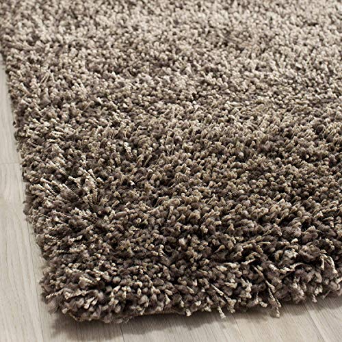 Image of Solid Fluffy Rugs and Carpet for Hall and Drawing Room 5x5 Square Light Brown Color