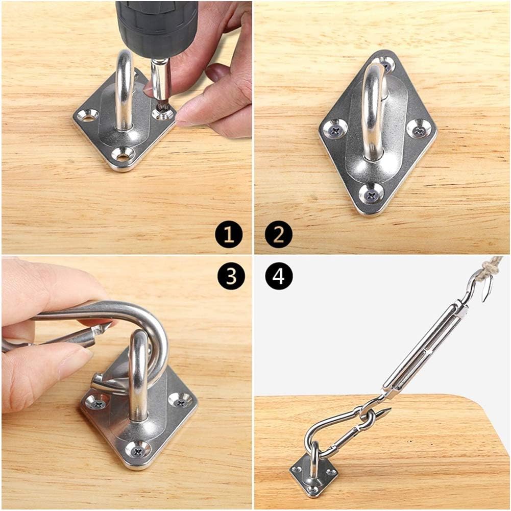 Shade Sail Hardware Set, Awning Attachment Set, Anti-Rust Stainless Fixing Accessories for Triangle Square and Rectangle Shade Sail Installation, Eye Plate, Tumbuckle, Carabiner, Screws, 44 Pcs,8mm (