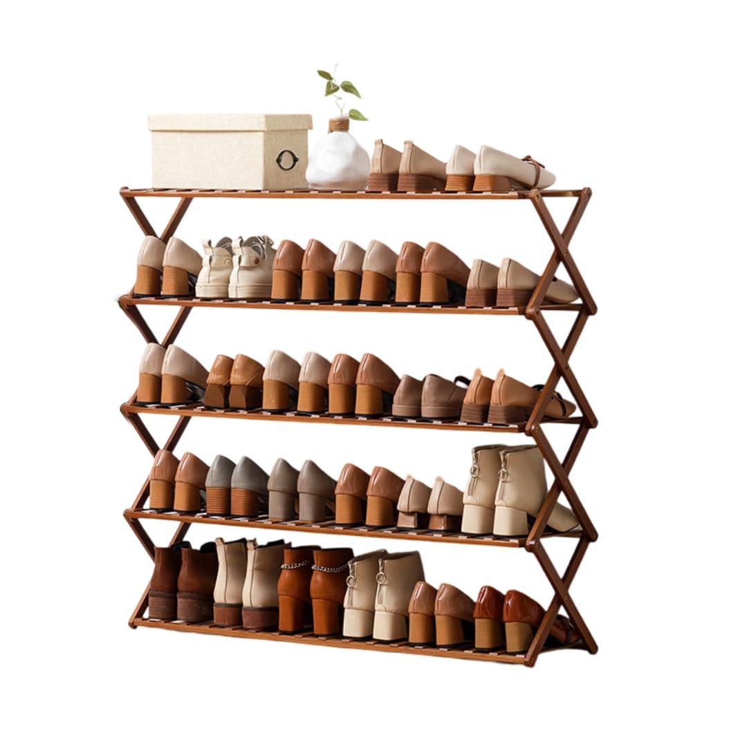 Étagère à chaussures en bambou pour un placard organisé et une entrée moderne et épurée