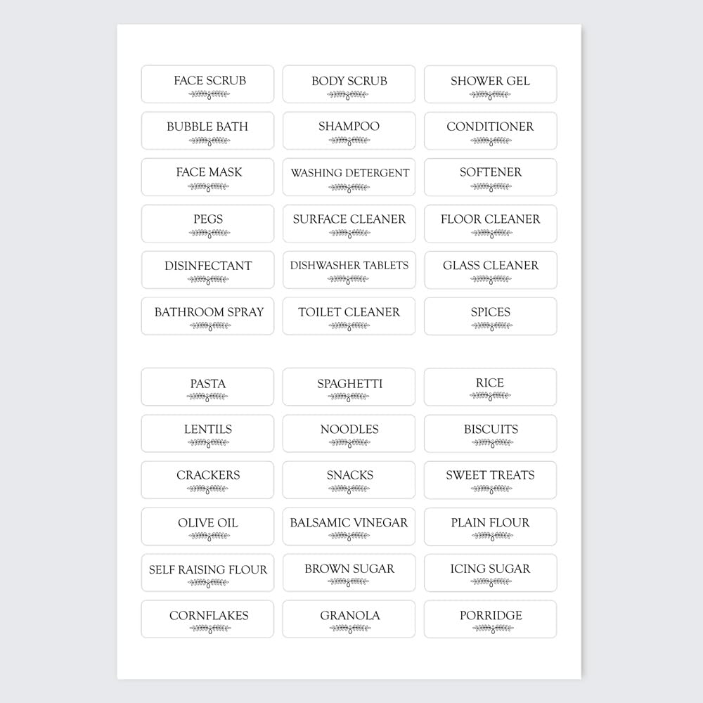 Botanical Scroll Waterproof Labels - Pack of 36