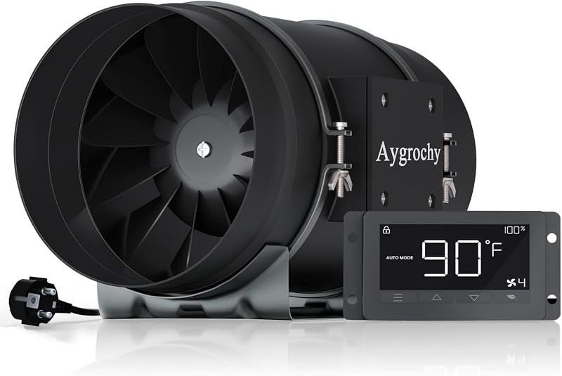 Aygrochy 200mm Intelligens Szellőztető Ventilátor Hőmérséklet és Páratartalom Szabályozással