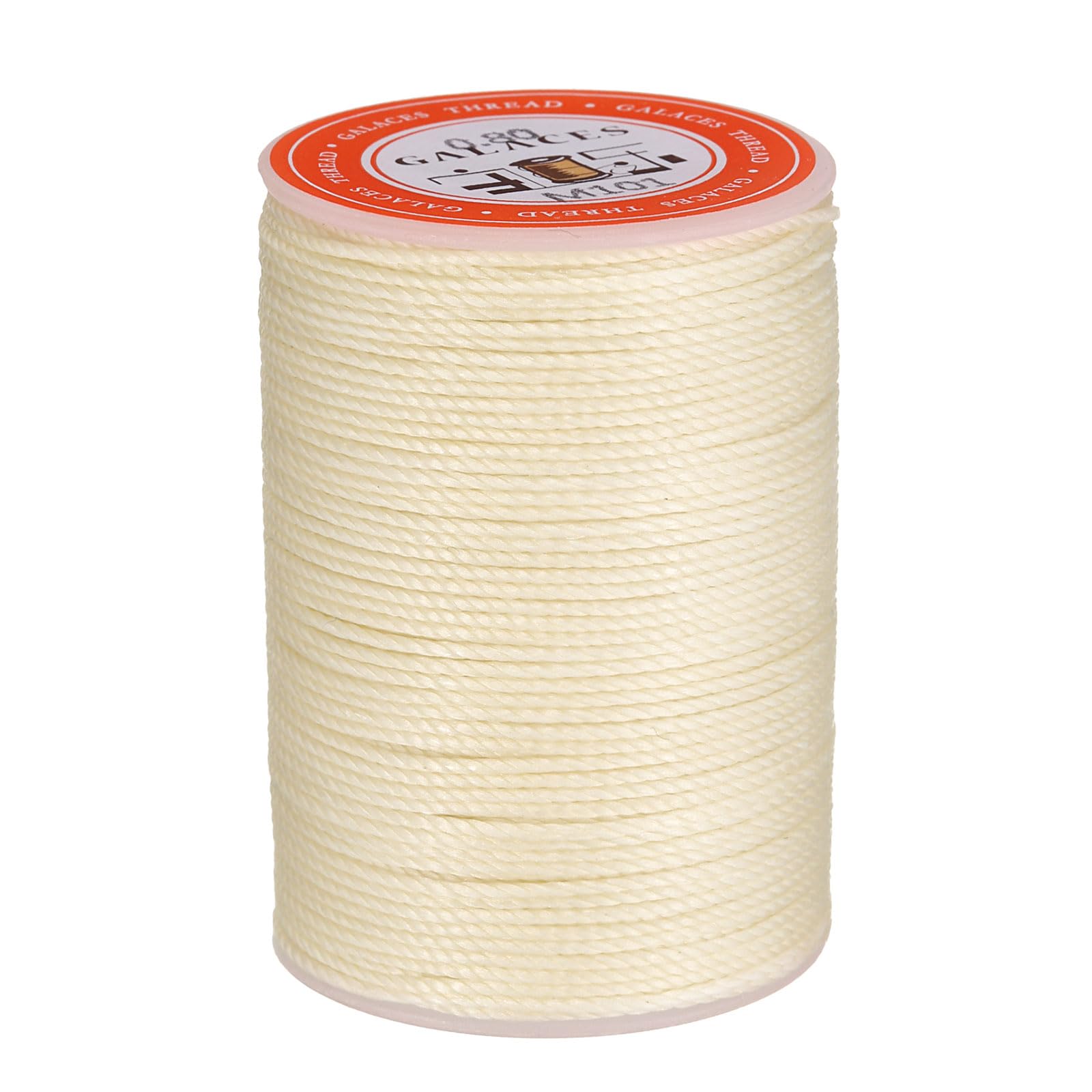 sourcing map Round Leather Sewing Waxed Thread, 55m / 60 Yards Wax Polyester String, 0.8mm Waxed Stitching Cord for Leather Crafts, Bookbinding, Bracelets Braided, Light Beige