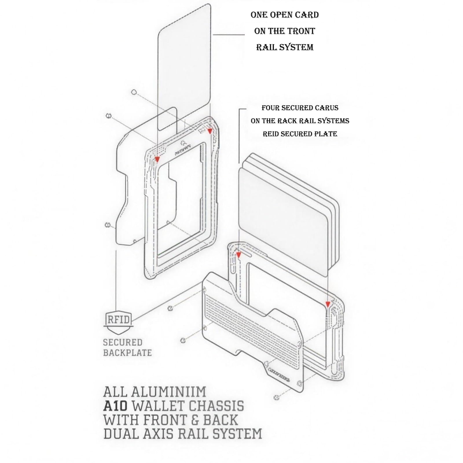Porta Carte di Credito Tattico in Metallo con Blocco RFID, Portafoglio Antifurto a Gabbia di Faraday per Uomo, Protezione Contro Danni Magnetici e Scansioni Non Autorizzate, Porta Badge Sottile(Black)
