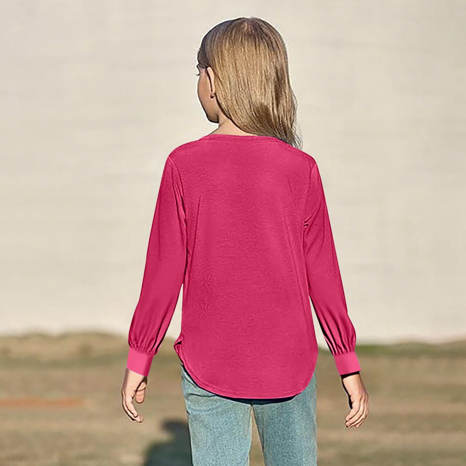 Generisch Langarmshirt Milchseide für Mädchen atmungsaktiv weich vielseitig einfarbiges schmal geschnittenes Hemd für Babys Kleinkinder