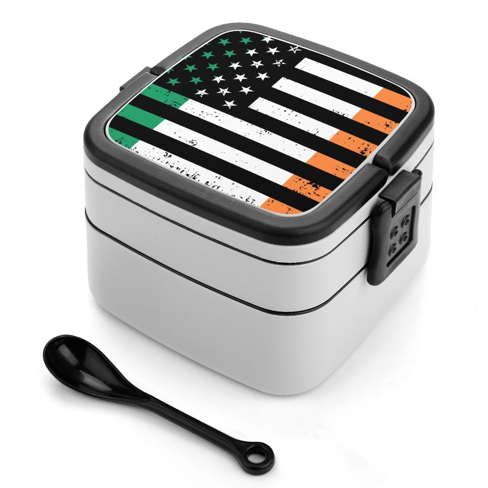 CGSBNGHA Vintage Irish Americans-flag Bento Lunch Box 2 Layer Lunchbox Food Container for Adults Office