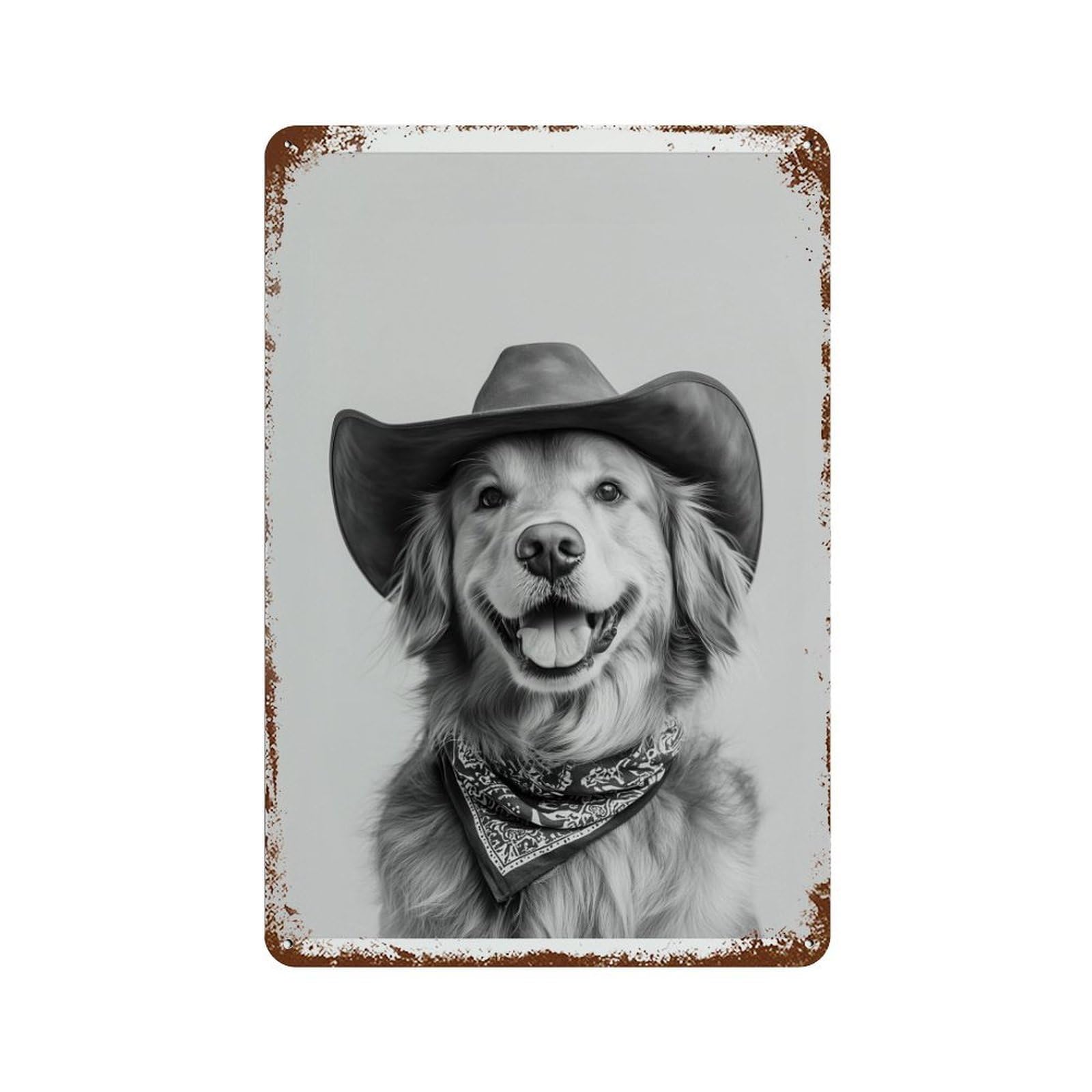 xiaoxiaoshen Golden Retriever Cowgirl Western Dog Decor Wall Decor Art Metal Tin Poster Modern Home Decor Art Home Bar Shop Decorations Vintage Sign 30x20cm