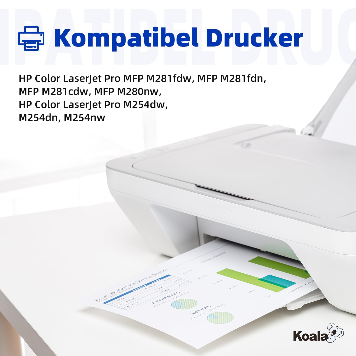 Koala Compatibili Cartucce Toner Sostituzione per HP 203X 203A CF540X CF541X CF542X CF543X für Color LaserJet Pro MFP M281fdw M281fdn M280nw M281cdw M254dw M254nw M254dn ( Nero Magenta Ciano Giallo )
