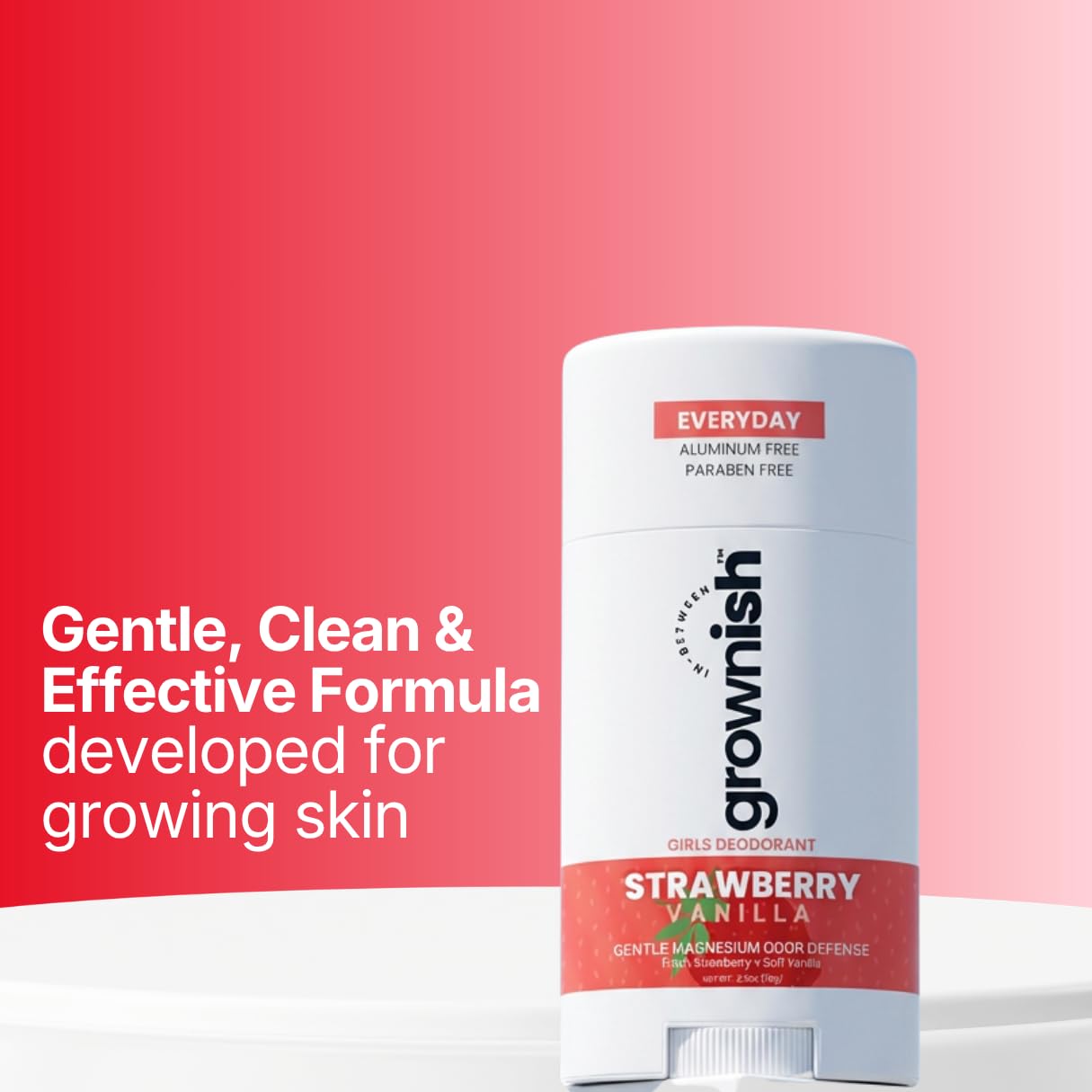 Growing Basics Natural Deodorant for Girls, Safe for Kids and Teens, Hypoallergenic Aluminum-Free, 24-Hour Odor Protection, Organic Non-Toxic High Performance, Strawberry Vanilla. (Set of 2) : Beauty & Personal Care