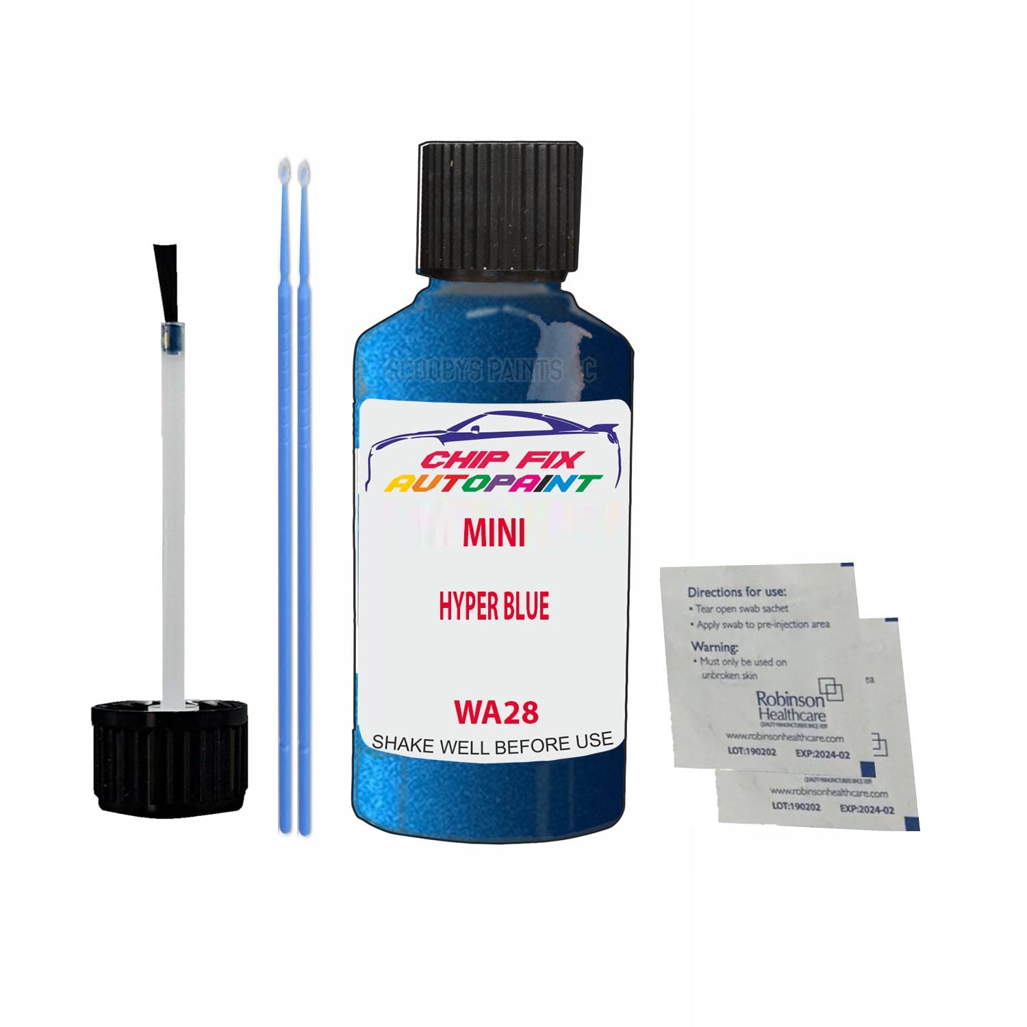 Scoobys Paints Back In The Mix Hyper Blue Touch Up Paint For Mini Mini Cooper Wa28 2004-2008 30Ml Bottle Brush Scratch Stone Chip Repair Pen