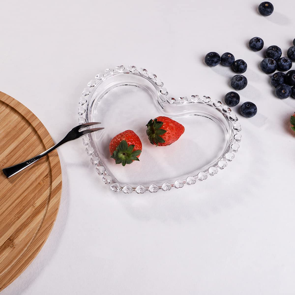 Amazon.com | Sizikato 2pcs Clear Glass Dessert Plates with Heart