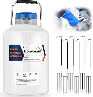 Bonvoisin 6L Liquid Nitrogen Container Cryogenic Container Liquid Nitrogen (LN2) Dewar Aluminum Alloy Semen Tank with 6 Canisters Carry Bag (6L)